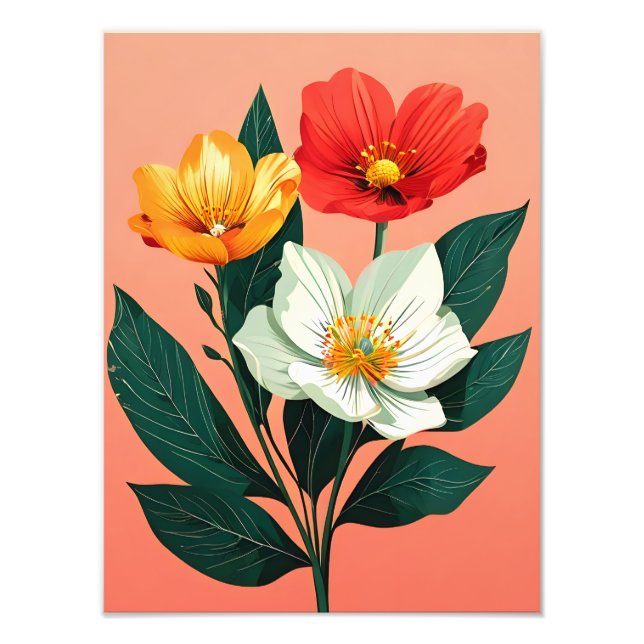 Foto Vibrante Trío Floral - Una impresionante obra de a (Frente)