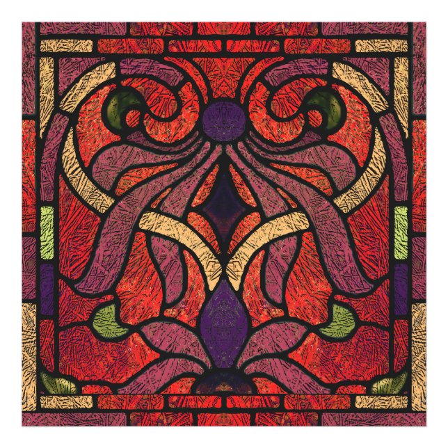 Foto Vidrio victoriano con manchas en rojo y marrón (Frente)