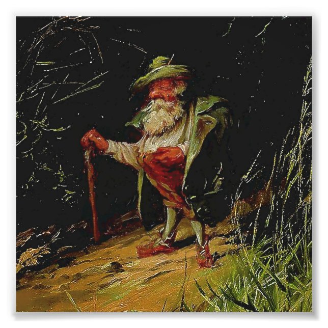 Foto “Viejo gnomo con bastón” de Heinrich Shlitt (Frente)