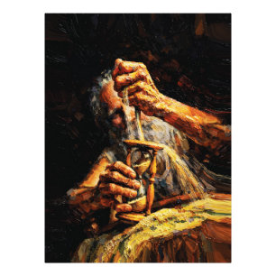 Foto Viejo Hombre Reloj de Arena Tiempo Deslizándose Im