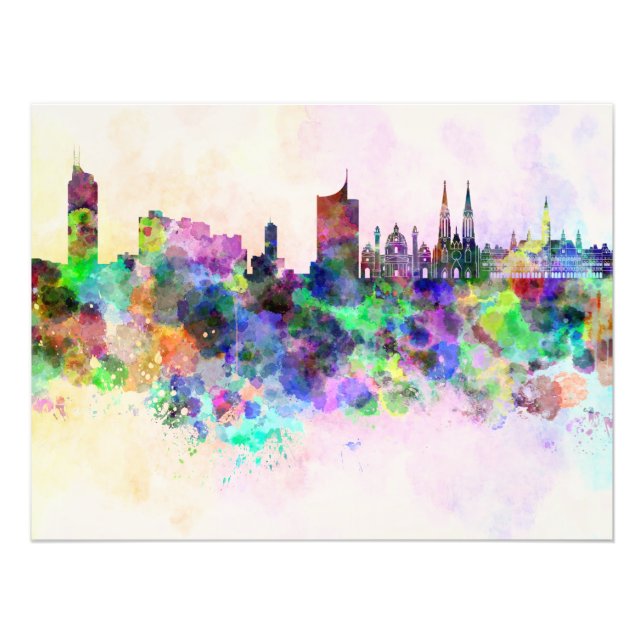 Foto Vienna skyline in watercolor background (Frente)