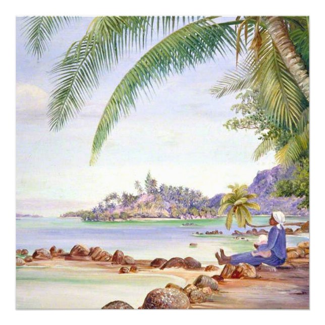 Foto View of Round Island, painting by Marianne North, (Frente)