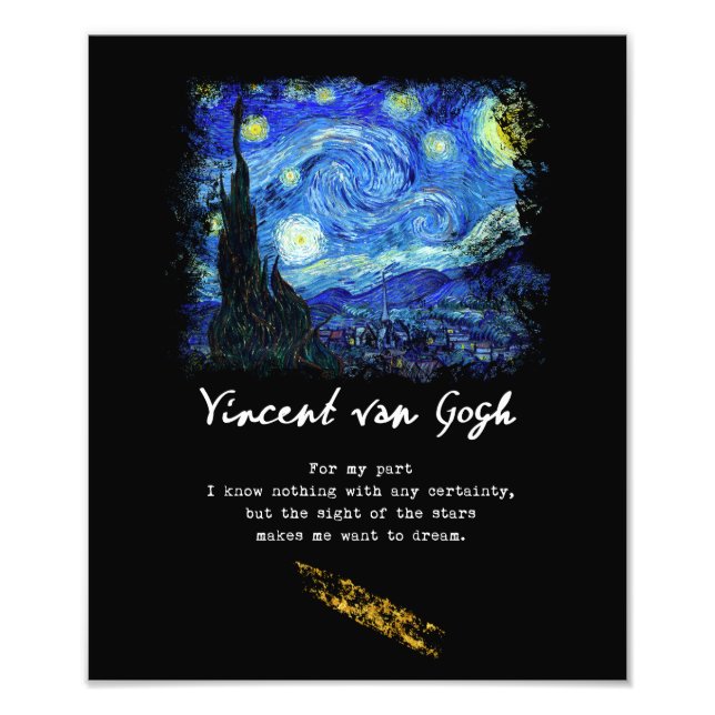 Foto Vincent Van Gogh. Arte de poema de pintura nocturn (Frente)