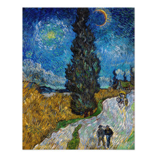 Foto Vincent van Gogh - Camino con ciprés y estrella