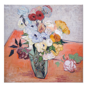 Foto Vincent van Gogh - Jarrón con rosas y anémonas