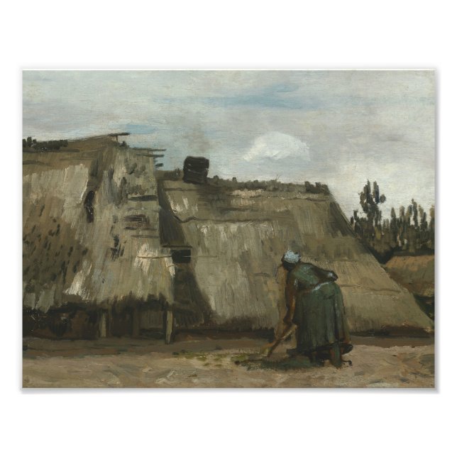 Foto Vincent van Gogh - Una campesina cavando en Fron (Frente)