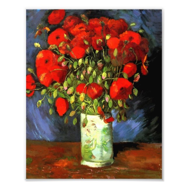 Foto Vincent Van Gogh Vase Con Pinturas Rojas Arte Flor (Frente)