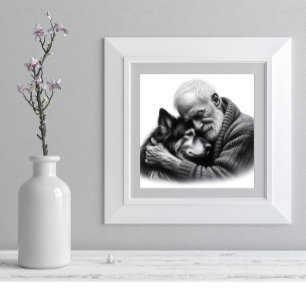 Foto Vínculo Incondicional Anciano y Perro Tierno