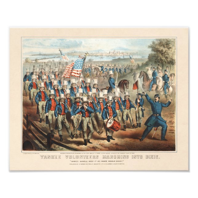 Foto Vintage 1862 Yankee Volunteers marcha en Dixie (Frente)