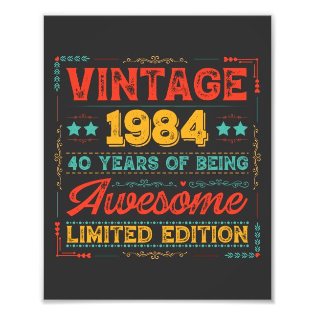 Foto Vintage 1984 Hecho en 1984 40 años (Frente)