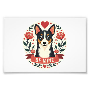 Foto Vintage Be Mine Corgi San Valentín Floral Arte Fol