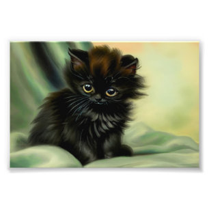 Foto Vintage Black Kitten Ilustracion
