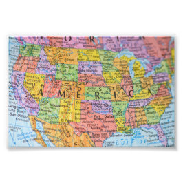 Foto Vintage Colorful USA Map Puzzle Illustration