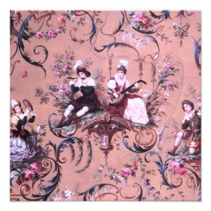 Foto Vintage French Pink Toile Estilo Victoriano Floral