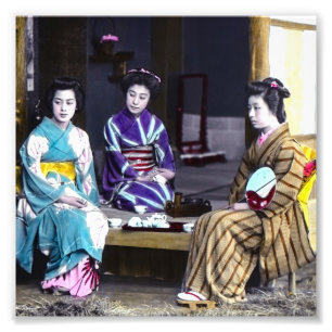 Foto Vintage Japón viejo del geisha de tres japoneses