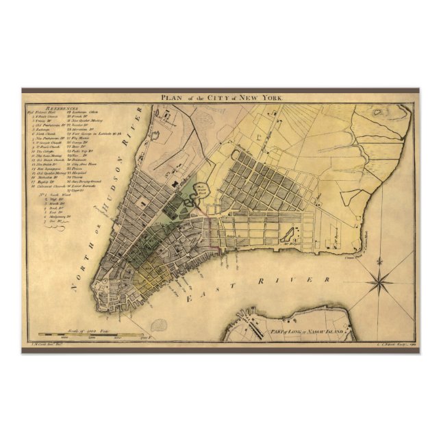 Foto Vintage New York City Plan, 1789, restaurado (Frente)