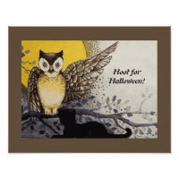 Vintage Night Owl Wing en Branch Moon