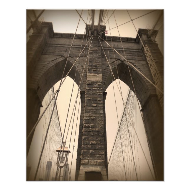 Foto Vintage Sepia Brooklyn Bridge (Frente)