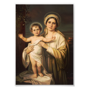 Foto Virgen María sosteniendo al niño Jesús