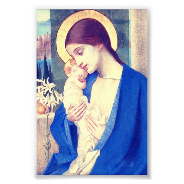 Foto Virgen María y Niño de Marianne Stokes (Frente)