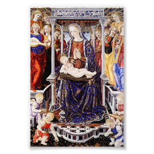 Foto Virgen y Niño entronizados con ángel músico