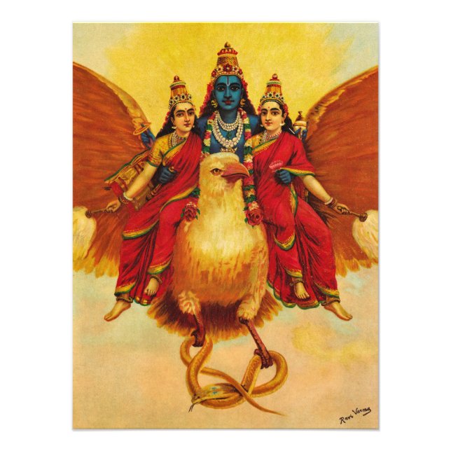 Foto Vishnu, Garuda, Vahana por Raja Ravi Varma (Frente)