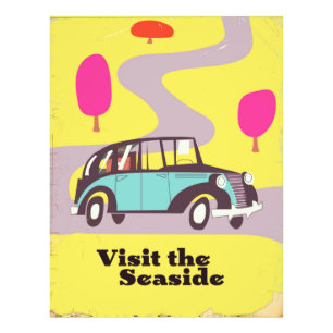 Foto Visita el cartel de coche vintage de Seaside