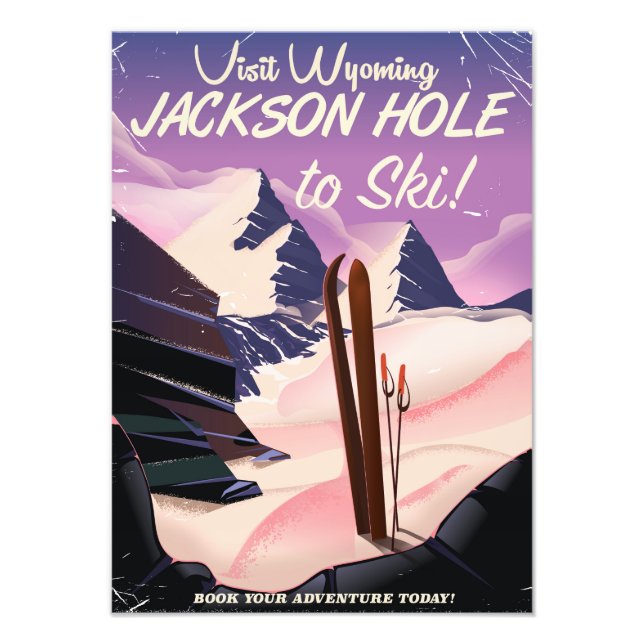Foto ¡Visite Wyoming! Jackson Hole para esquiar cartel  (Frente)