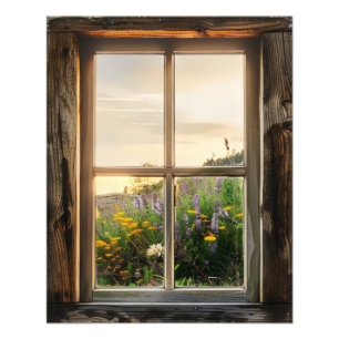 Foto Vista de ventana de flores de primavera