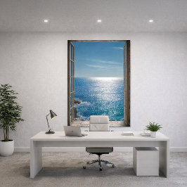 Foto Vista del océano azul Ventana abierta Trompe L'Oei