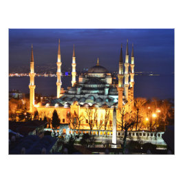 Foto Vista nocturna de la Mezquita Azul de Estambul Tur