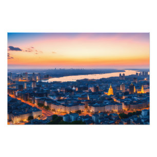 Foto Vista panorámica de la ciudad al atardecer