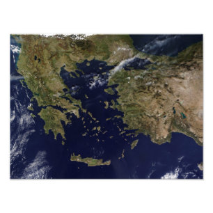 Foto Vista por satélite de Grecia y de Turquía