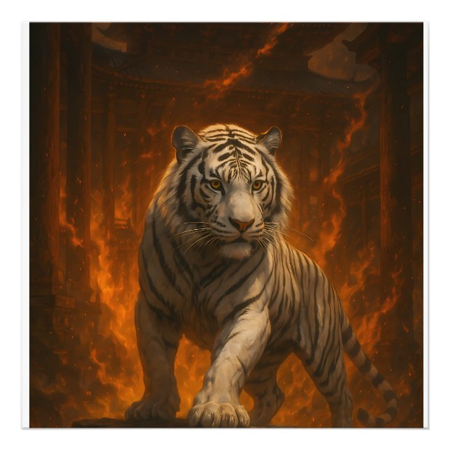 Foto Volcanic White Tiger Premium Wall Art – Fine Art C (Frente)