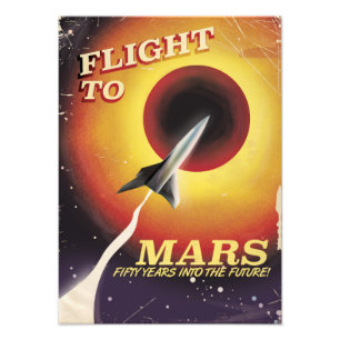 Foto ¡Vuelo a Marte! cartel vintage de ciencia ficción