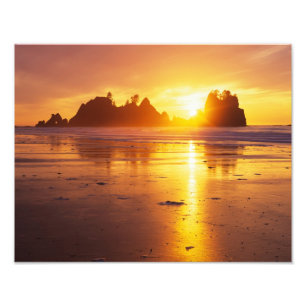 Foto WA, PN Olympic, playa Shi Shi al atardecer, Punta