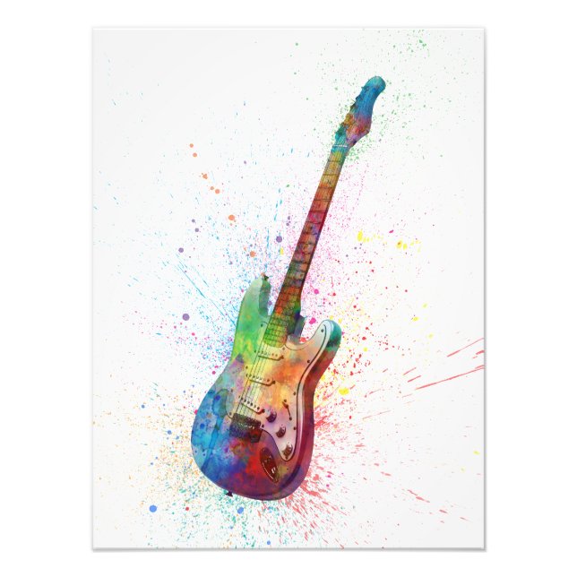 Foto Watercolor abstracto de guitarra eléctrica (Frente)