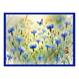 Foto Watercolor Blue Floral Cornflower Alemania  