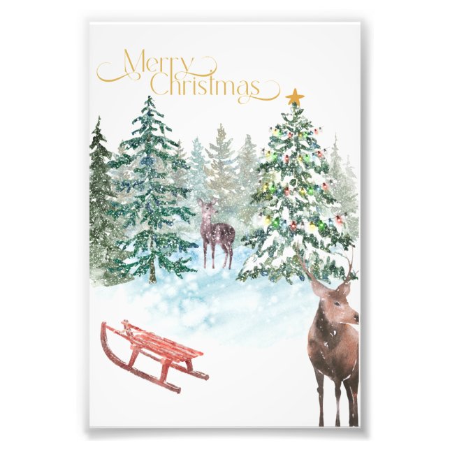Foto Watercolor Christmas Print Poster (Frente)