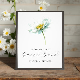 Foto Watercolor Daisy Floral Wedding Guest Book Sign