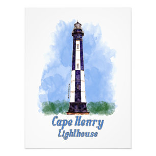 Foto Watercolor del faro de Cape Henry, Virginia