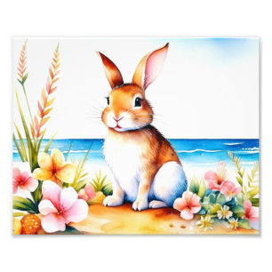 Foto Watercolor Easter Bunny Beach