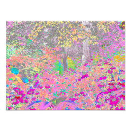 Foto Watercolor Garden Sunrise con flores moradas