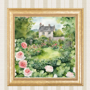 Foto Watercolor Irish House Country