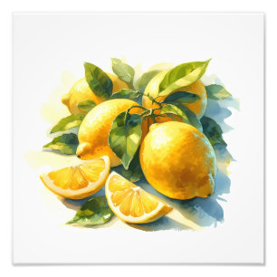 Foto Watercolor Lemon Citrus Vibrant Fruit KitchArt