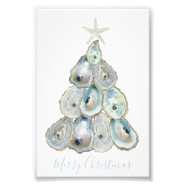 Foto Watercolor Oyster Christmas Tree (Frente)