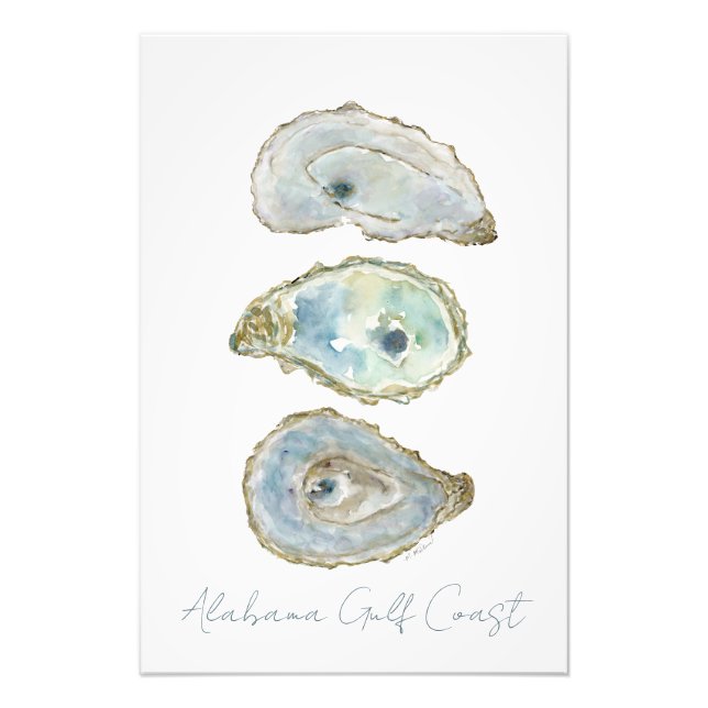 Foto Watercolor Oysters- Customizeable Vertical Design (Frente)