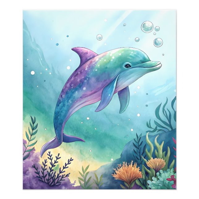 Foto Watercolor painted dolphin (Frente)