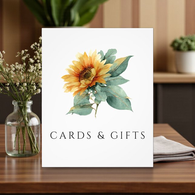 Foto Watercolor Sunflower Rustic Cards & Gifts Sign (Subido por el creador)