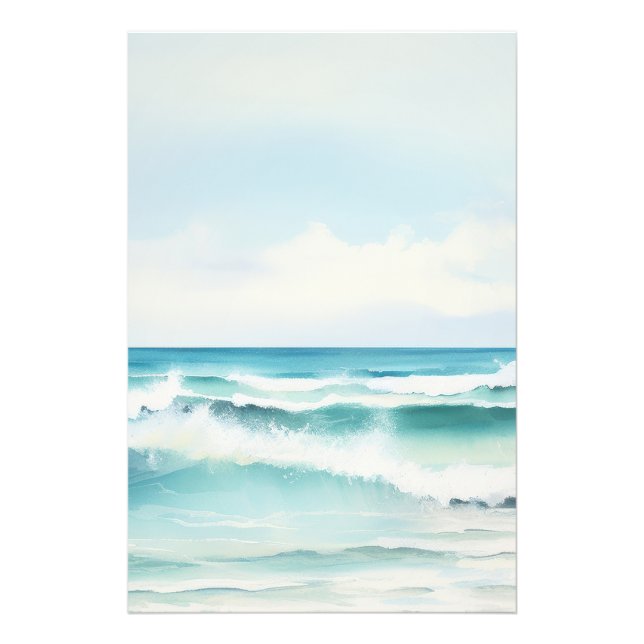 Foto Watercolor Turquoise Ocean Wall Art (Frente)